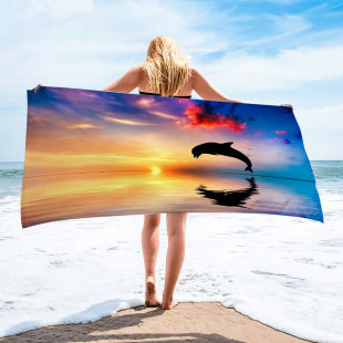 Cross-border exclusive ultra-fine fiber square beach towel towel square towel dolphin Series 3D digital printing one piece
