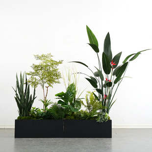 Artificial green plant flower box combination plant artificial flower landscape partition flower trough sales department restaurant decoration potted artificial flower