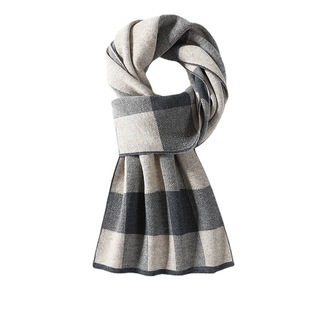 Hengyuanxiang Colorful Sheep Men's Pure Wool Scarf Men's Autumn and Winter Warm Plaid All-match Scarf Gift Box Birthday Gift