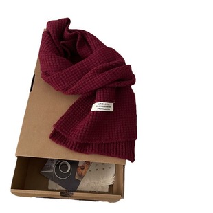 Angora Red Knitted Scarf Women's Winter Cold-proof Korean Red Warm Scarf Christmas Style High-grade Shawl for Men