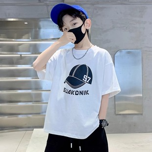 Boys Short-sleeved T-shirt Summer 2025 New Children's Summer Fashion Top Boys Middle and Big Children Handsome Half-sleeved Trendy T-shirt