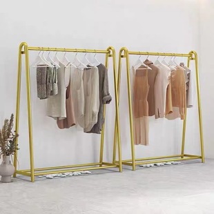 Simple clothing store clothing display rack wholesale golden women's floor-to-ceiling hangers children's clothing display rack island rack