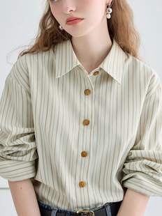 Striped Shirt Women's Design Sense Niche Loose Slim Long Sleeve Top 2025 Spring and Autumn New
