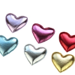 Factory wholesale 3*3.5cm gold Pu peach heart cloth stickers children's hair accessories headdress jewelry handmade DIY bow material