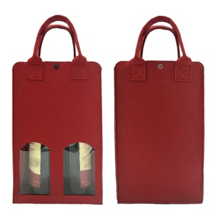 Factory Supply Red Wine Hand Felt Bag Gift Wine Bag Hand Wine 2 Bottles Non-woven Felt Bag