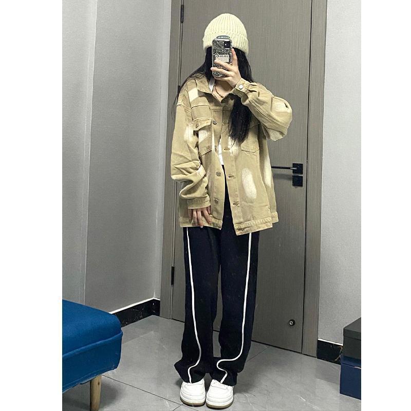 인터넷 유명 드로우 스트링 플로어 와이드 레그 팬츠 여성의 높은 허리 슬림 룩 가을 새로운 도착 특대 한국 스타일 스트레이트 캐주얼 바지