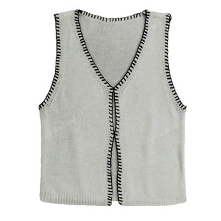 Cross-border Amazon Europe and the United States new contrast color ultra-short wool small vest embroidered vest vest top women's cross-border