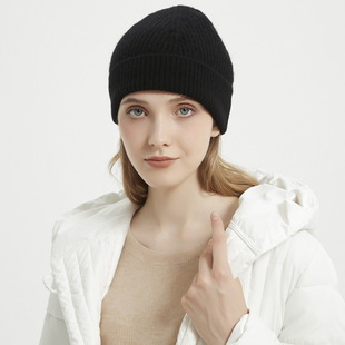 Autumn and Winter New Pure Wool Knitted Hat Solid Color Couple Hat Margiela Four Corner Stitching Minimalist Men's Hat Women's Hat Thickened