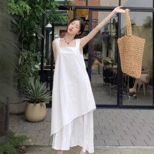 White Camisole dress Children's Summer 2025 New Arrival French Style Elegant Long Dress for Seaside Vacation