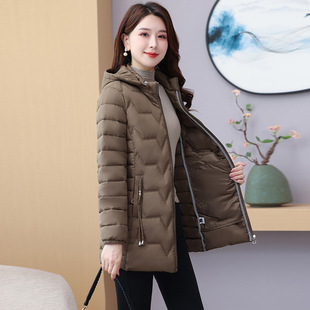 Light Down Cotton-padded Coat Women's Mid-length 2024 Winter New Slim-fit Slimming Thickened Warm plus size Coat