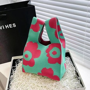 South Korea Ins Knitted Bag Girl's Vesel Bag Knitted Handbag Knitted Bag Handbag Knitted Bag Crossbody