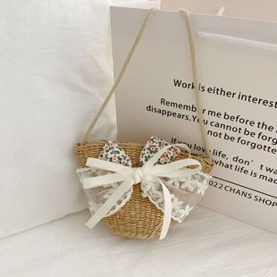Fresh Girl's Stylistic Lace Wheat Straw Bag Summer Travel Wear Super Fairy Pearl Beach Bag
