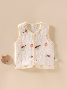 Baby's Vest Spring and Autumn Baby's Vest Three-Layer Warm Jacket Children's Cotton Outer Wear Men's and Women's Waistcoat Newborn