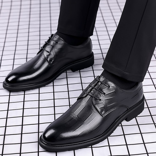 Leather shoes men's new business formal wear casual breathable Men's British Korean style pointed bridegroom bridesmaid wedding shoes