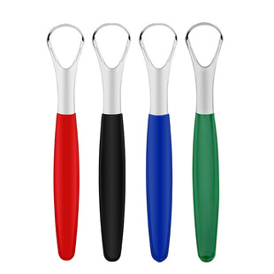 Cross-border stainless steel multi-color tongue scraper portable hollow tongue coating cleaner tongue scraping plate tongue coating brush oral tool