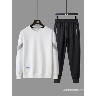 Sportswear Men's Suit Spring and Autumn Round Neck Pullover Sweatshirt Sports Running Leisure Two-piece Set Spring and Autumn