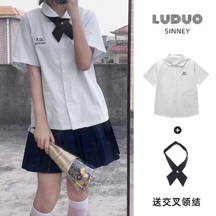 College Style Thai School Uniform JK Light Purple Short-sleeved Student Shirt First Love All-match Crewneck Jacket Girl Uniform Student