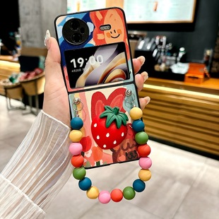 Применимо Huawei Pocket 2 красочная масляная живопись любовь три комплекта novaflip с браслетом стерео клубничный мобильный телефон