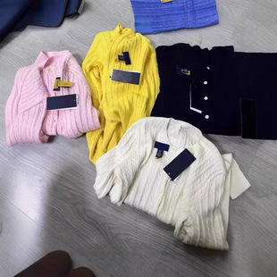 Sweep Size/high quality RL Pony Embroidery Early Autumn Cotton Long Sleeve Cardigan Women's Knitted Sweater