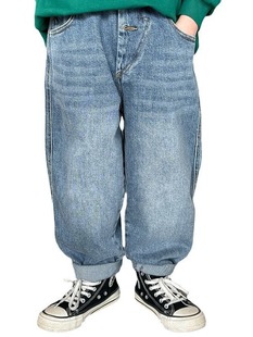 Children's Jeans Spring and Autumn Children's Wear 2024 Spring and Autumn New Boys' Trendy Korean Style Trousers Children's Wear