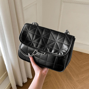 ZA Family Black Chain Bag 2025 Women's New Crossbody Bag Women's Small Square Bag High-end Genuine Leather Women's Bag