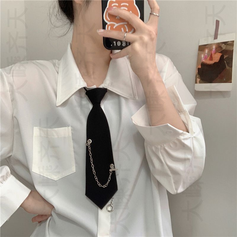 Original Chain Tie Women's Black Zipper Free Chain Lazy Ins Punk Style Metal Street Duffy Handsome Men's Trendy
