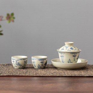 Enamel Color Single Tea Bowl Household Three-talent Cover Bowl Kung Fu Tea Set Tea Cup Ceramic Large Tea Bowl Not Hot