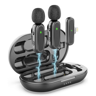 Customized Charging Compartment Lavalier Microphone One for Two Mobile Phone Live Broadcast Outdoor Radio Microphone Wireless Lavalier Microphone