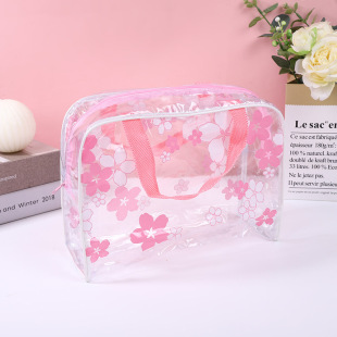 Wash Bag Thickened Floral Transparent Waterproof Wash Bag Bath Cosmetic Bag Travel Portable Storage Wash Bag
