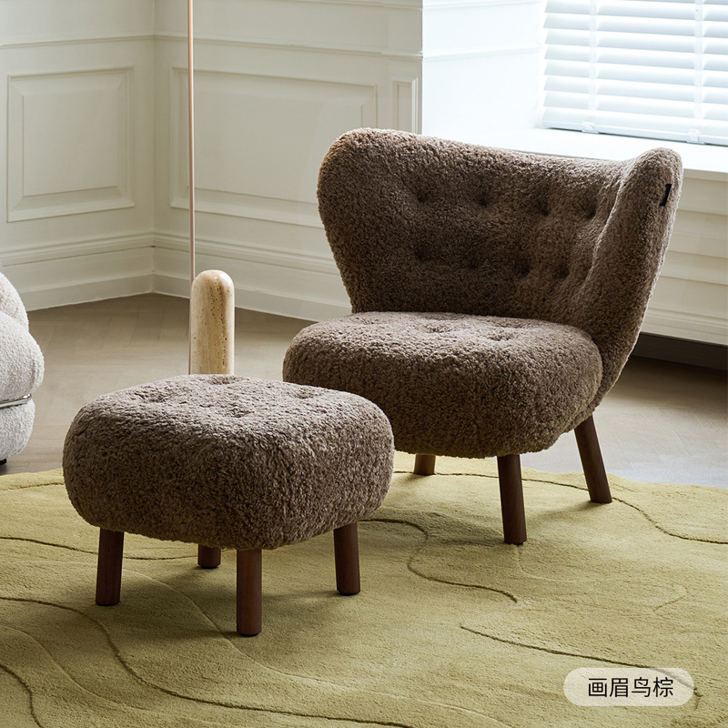 Casual Style Design Petra Cashmere Hotel Single Chair Living Room Bedroom Medieval Wabi-Sabi Style Cream