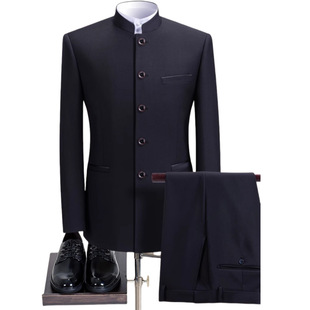 Zhongshan Suit Men's Suit Chinese Collar Suit Young, Middle-aged and Elderly Dad's Chinese Wedding Dress Tang Suit 1 Piece for Hair