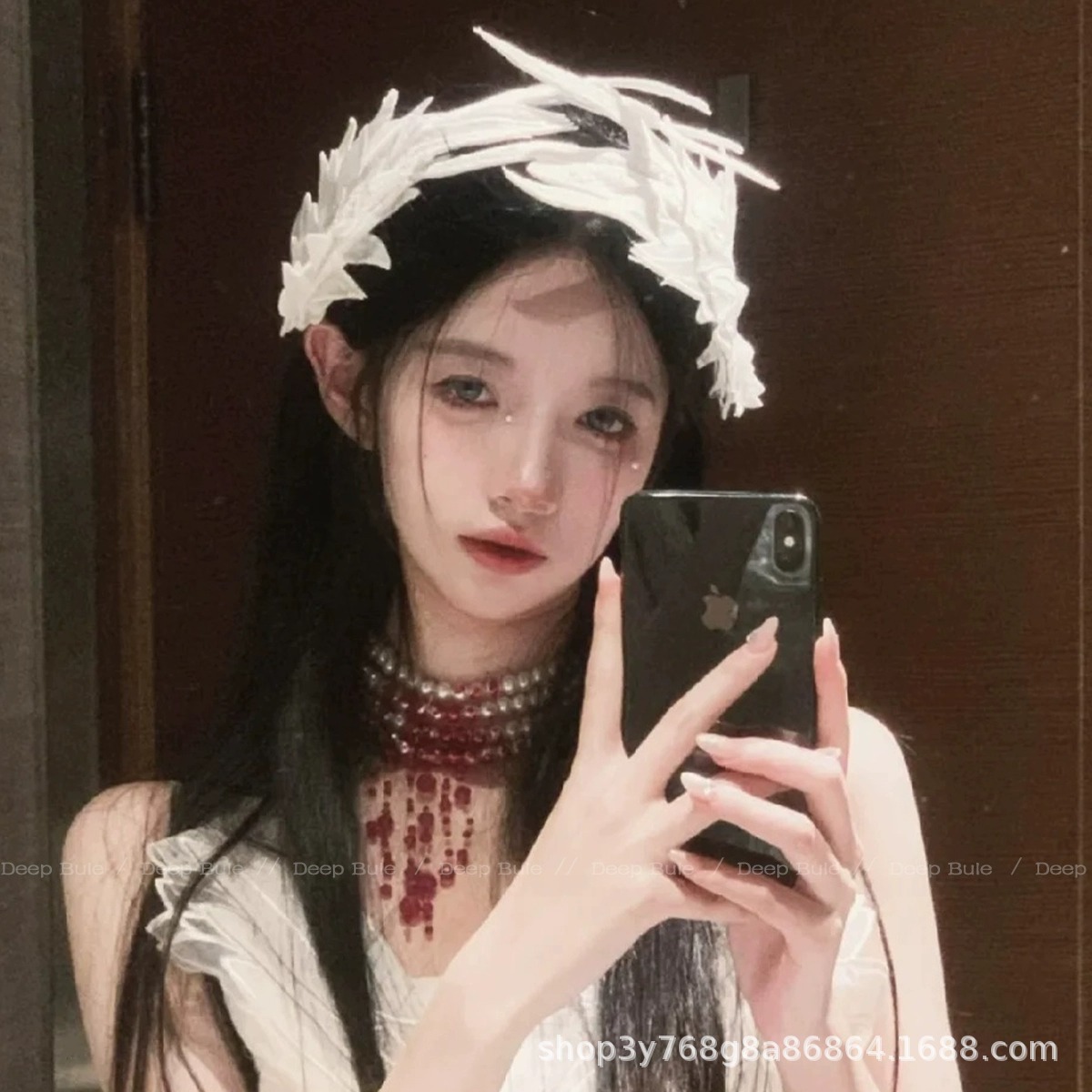 Halloween Angel Wings Wings Headdress Adult Cos Photo Props Jewelry White Swan Feather Clip Headdress