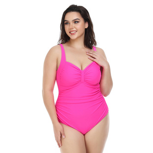 2024 conservative plus size swimsuit women's new slim solid color hot spring flat angle swimsuit Europe and the United States cross-border in stock wholesale