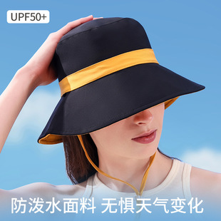 high quality Sunscreen Fisherman Hat Women's UPF50 Original Yarn Ice Shade Hat Large Brim Face Small Double-sided Wearing Basin Hat