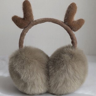2024 New Christmas Antler Stuffed Earmuffs Winter Ladies Cute Casual Plus Velvet Cold Warm Earmuffs for Students