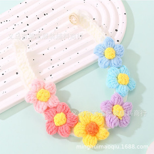 in stock dog cat handmade three-dimensional woven flower scarf small dog pet accessories cute wool collar batch