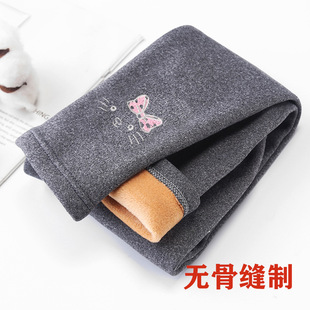 Children's Autumn and Winter fleece-lined Leggings Girls' Leggings fleece-lined Children's Small and Medium-sized Children's Pants Women's Solid Color Cartoon Children's Pants