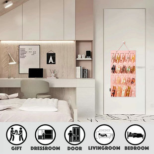 New Jewelry Jewelry Earrings Hanging Bag Hairpin Jewelry Headwear Portable Storage Bag Large Capacity Felt Wall Hanging Bag