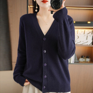 Spring and Autumn New Long-sleeved Knitted Cardigan Women's Short Coat V-neck Sweater Fashion Stylish All-match Outer Wear Short Top