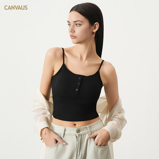 CANVAUS Small Camisole Women's Belt Chest Pad Pure Desire Backless U-collar Spring and Summer Base Shirt Button Top