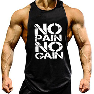 New Men's Loose Sports Fitness Bodybuilding NO PAIN NO GAIN Vest Muscle Men Sports Vest Cotton