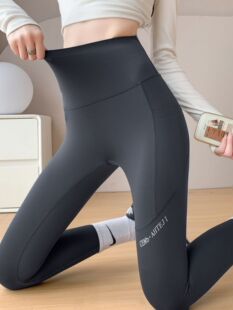 Pocket shark pants 2023 autumn and winter new side pocket high waist belly contracting lambswool warm outerwear leggings
