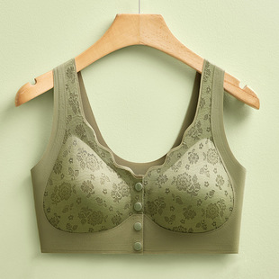 Traceless Front Buckle Mother Bra Middle-aged and Elderly People's Unrimmed Back Underwear Thin Women's Lace Front Buckle Bra
