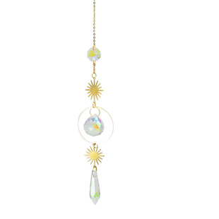 Crystal Sun Catcher Moon Star wind chime pendant window garden color crystal wind chime