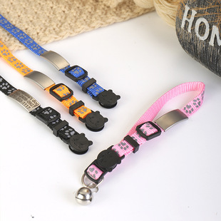 Pet Cat Brand Collar Engraving Cat Nylon Bell Identity Card Dog Necklace Teddy Anti-Lose Laser Dog Brand