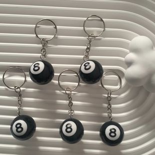 Mini Billiards Keychain Simulation Billiards Pendant Cartoon Billiards Jewelry Pendant Key Chain Gift Black Eight