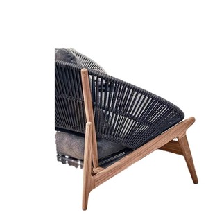 Outdoor Leisure Solid Wood Sofa Balcony Rattan Chair Designer Homestay Garden Villa Sunshine Room Hotel Rattan Furniture