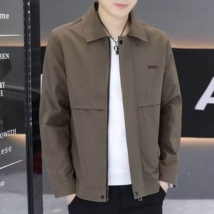 Youth Short 2024 Spring and Autumn Coat New Fashion Lapel Men's Casual Overalls Jacket All-match Men's Clothes