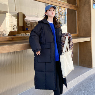 Milk fufu light yellow cotton-padded women's mid-length 2023 winter new hooded thickened knee-length coat