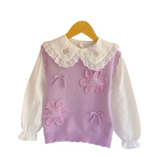 Girls' Shirt Vest Two-piece Set 2025 Spring and Autumn New Children's Vest Shirt Cotton Matching Top for Girls